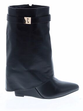Black Mid Calf Boots Size 8 Minimalist Slouchy Low Heel Chic Everyday Boots